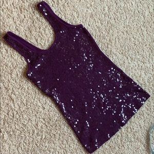 Express sequined purple tank top XS